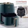 Pigeon Healthifry Manual Air Fryer, 360° High Speed Air Circulation Technology 1200 W With Non-Stick 4.2 liter Basket- Green