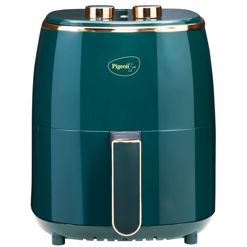 Pigeon Healthifry Manual Air Fryer, 360° High Speed Air Circulation Technology 1200 W With Non-Stick 4.2 liter Basket- Green