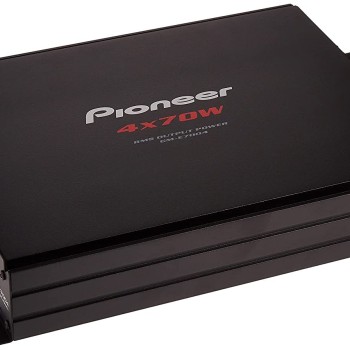 Pioneer Car Amplifier GM-E7004,Number of channels 4/3/2 Max (4 ohms)125Wx4/500Wx2(BRIDGE),Rated Power(2 ohms <=1% THD+N)95Wx4, Rated Power(4 ohms <=1% THD+N)70Wx4,Rated Power(Bridged 4 ohms)190Wx2