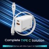 Portronics Adapto 65X 65 W Dual Ports Outputs GaN Fast PD Charger Comes with 100 W Type C to Type C Fast Charging (White)
