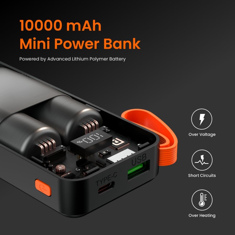 Portronics Ampbox 10K 10000 mAh Nano Power Bank with 22.5W Fast Charging (Black)