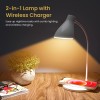 Portronics Brillo 3 Portable Lamp with Wireless Charger with 10W Output, 360° Flexible Neck, Touch Control, Dual Lamp Shades (White)
