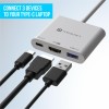 Portronics C-Konnect Type C to HDMI Adapter (3-in-1), Multiport USB C Hub with 4K@30Hz (White)