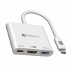 Portronics C-Konnect Type C to HDMI Adapter (3-in-1), Multiport USB C Hub with 4K@30Hz (White)