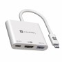Portronics C-Konnect Type C to HDMI Adapter (3-in-1), Multiport USB C Hub with 4K@30Hz (White)