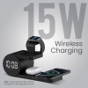 Portronics Freedom 6 15W Wireless Charger with 6-in-1 Function, Earbuds & Watch Wireless Charging, Digital Clock with Alarm