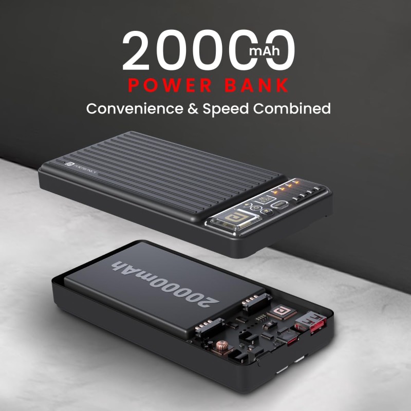 Portronics Luxcell Bind 20k 20000mAh Powerbank with 22.5W Fast Charging,  tablets(Black)