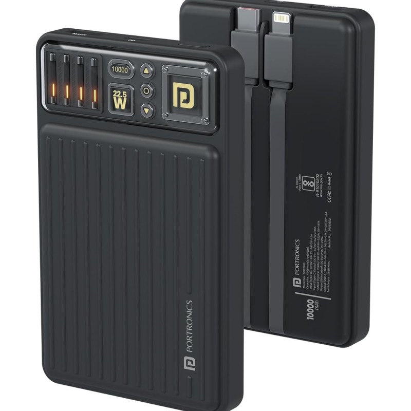 Portronics Luxcell Bind 20k 20000mAh Powerbank with 22.5W Fast Charging,  tablets(Black)