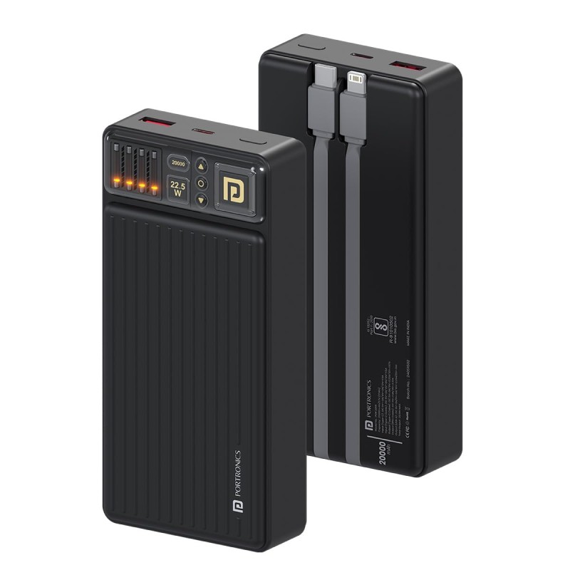 Portronics Luxcell Bind 20k 20000mAh Powerbank with 22.5W Fast Charging,  tablets(Black)