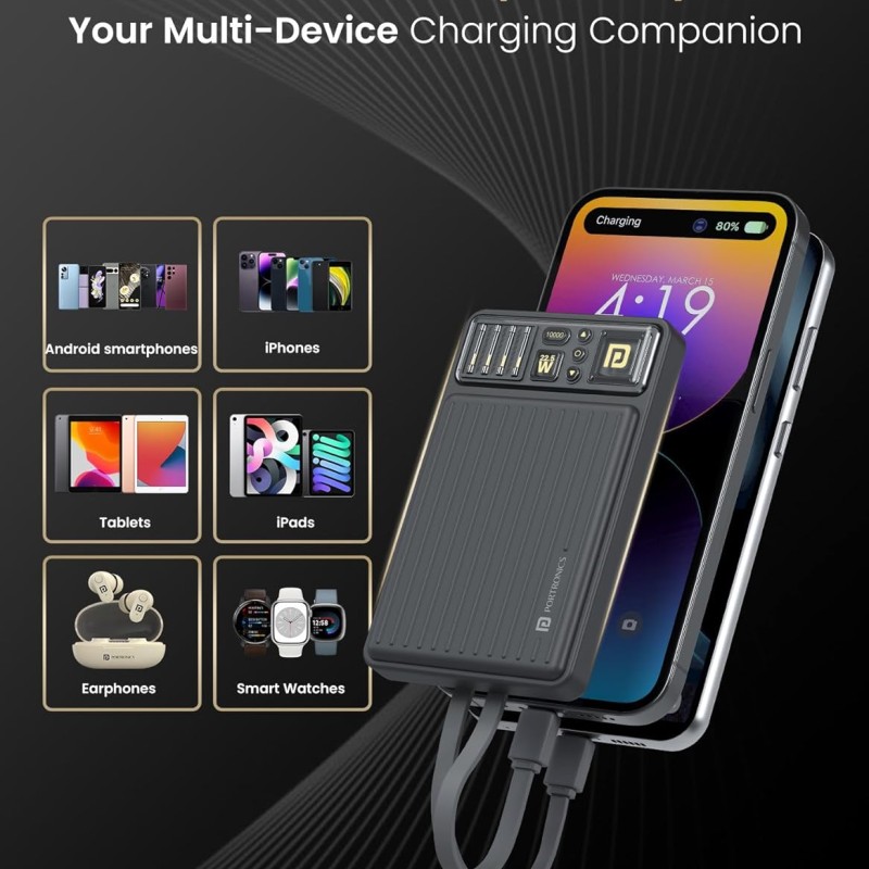 Portronics Luxcell Bind Mini 10k 10000mAh Nano Powerbank with 22.5W Fast Charging