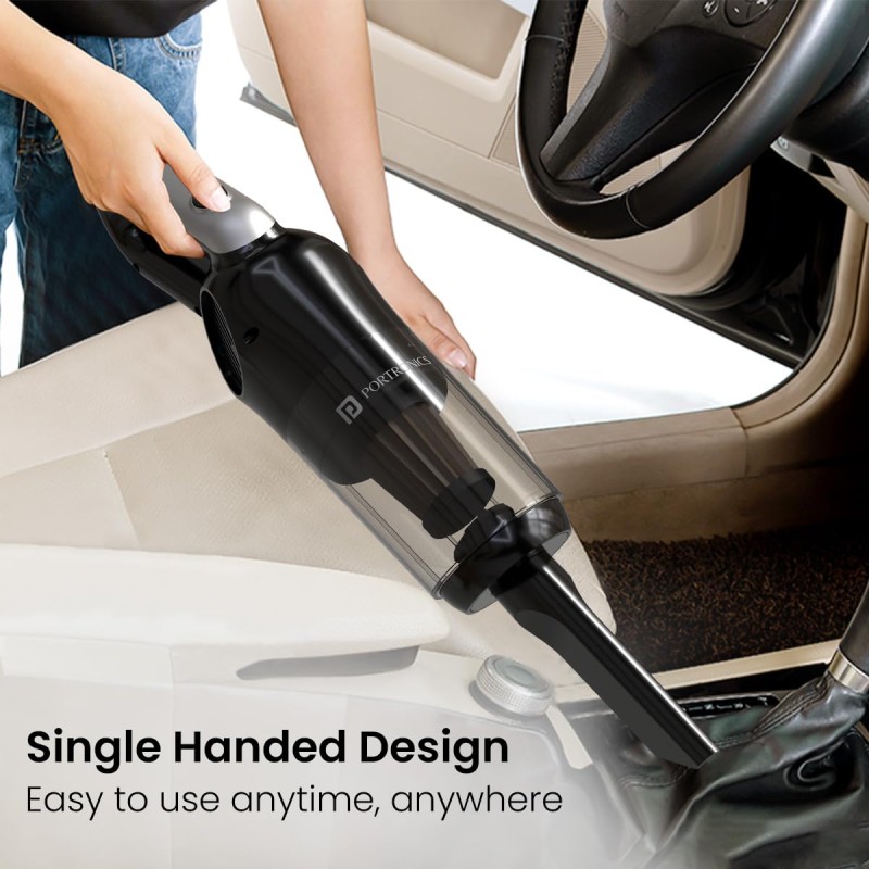 Portronics Mopcop 3, Rechargeable Handheld Vacuum Cleaner for Home & Car, Washable HEPA Filter (Black)