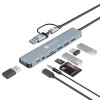 Portronics Mport 8 Plus Dual Plug 8-in-1 Docking Station/Hub with AUX, USB 3.0, microSD/SD Card Reader (Grey)