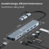 Portronics Mport 8 Plus Dual Plug 8-in-1 Docking Station/Hub with AUX, USB 3.0, microSD/SD Card Reader (Grey)