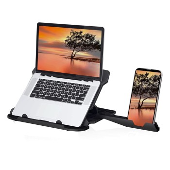 Portronics My Buddy Hexa 22 Laptop Stand with 360° Rotation Base, Mobile Stand, 7 Adjustable Heights, Air Ventilation (Black)