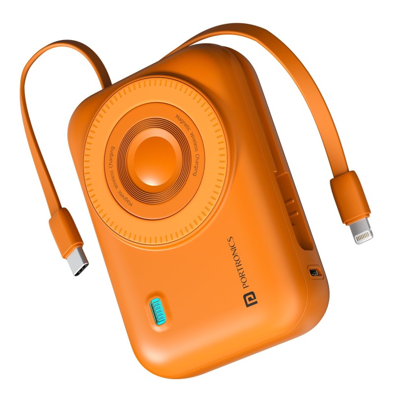 Portronics Power Shutter 20000mAh 15W Magnetic Wireless Fast Charging Powerbank (Orange)
