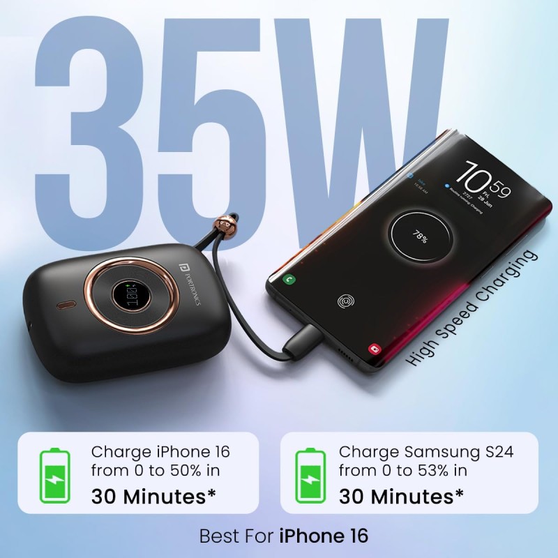 Portronics Power Shutter Pro 35W 10000mAh SuperFast Charging Wired Powerbank