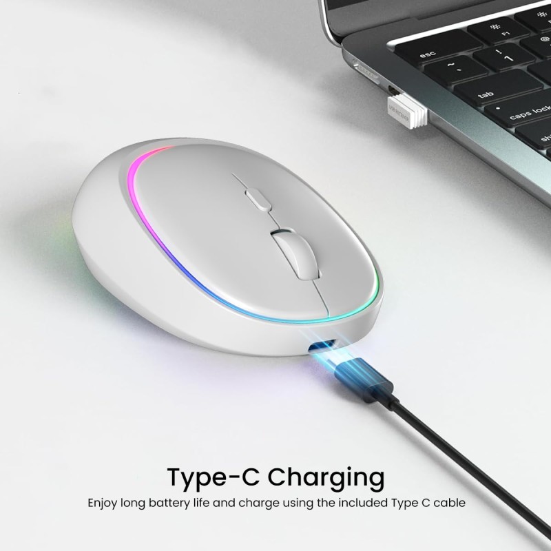Portronics Toad IV Bluetooth Mouse with 2.4 GHz Wireless (Dual Connectivity), Rechargeable, Connect up to 3 Devices (White)