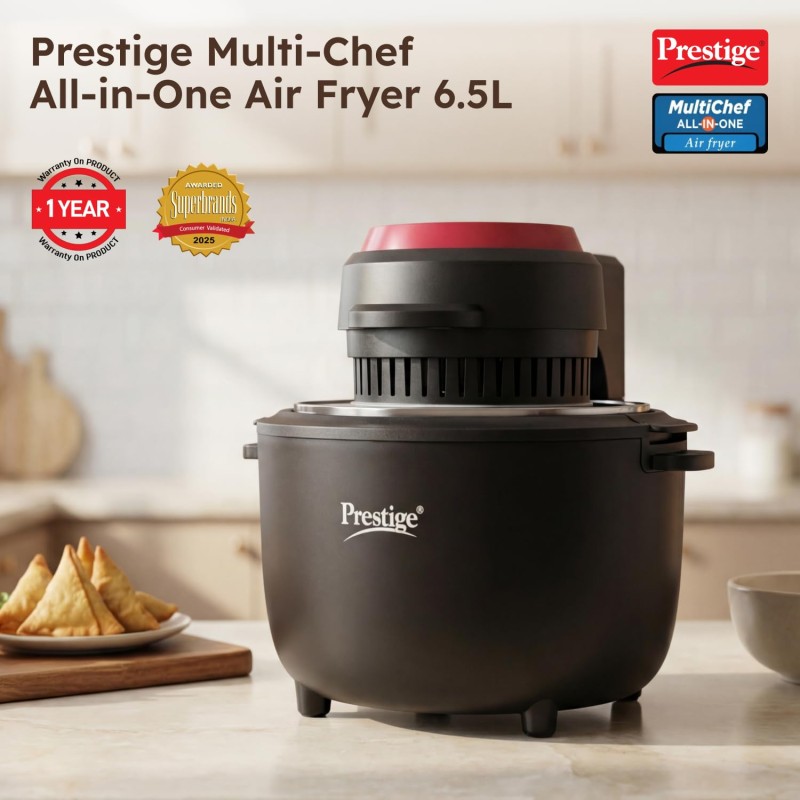 Prestige Multi-Chef All-in-One Air Fryer |80% less Oil Consumption|6.5L Capacity |1200 Watts Power|Airfry,Oven|Black