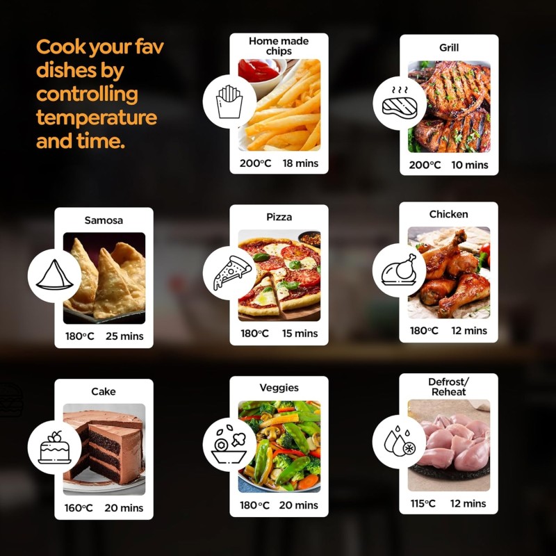 Prestige Nutrifry 4.5L Digital Air Fryer| 80% less Oil Consumption | 8 Preset Menu | Fry, Grill, Roast, Bake, Reheat