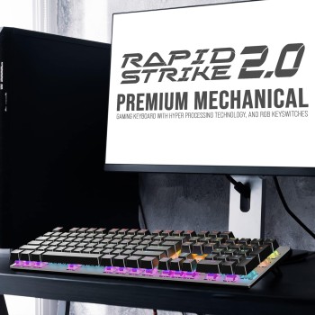 Quantum Rapid Strike Mechanical Wired Gaming Keyboard with Dedicated Multimedia Keys, 6-Colour RGB LED, 12 Adjustable Lighting Modes, Spill-Resistant, Aluminium Body and Rupee Key, QHM9850 (Black)