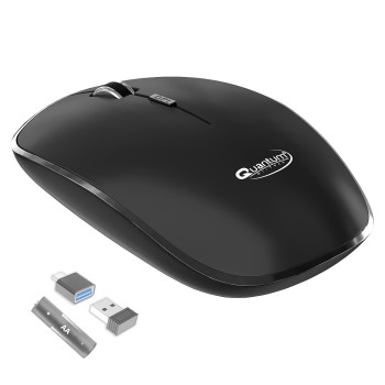 Quantum Wireless Mouse with Upto 12 Months Battery Life(Cell Included), Silent Ketboard (Black)
