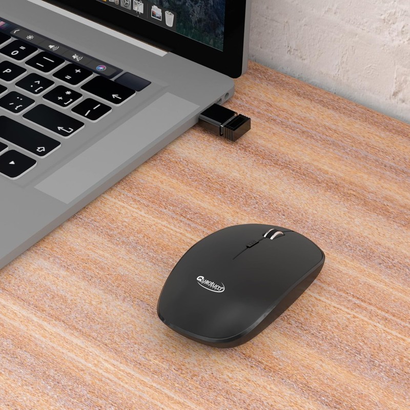 Quantum Wireless Mouse with Upto 12 Months Battery Life(Cell Included), Silent Ketboard (Black)