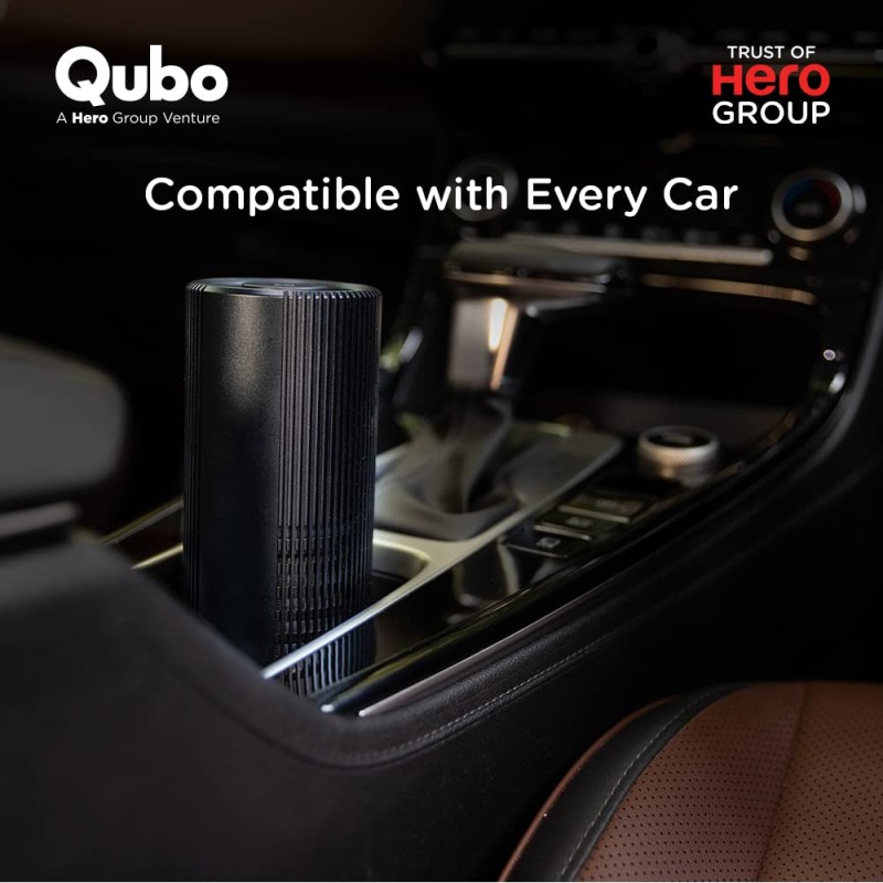 Qubo Car Air Purifier from Hero Group | 3-Layer Filtration | Smart Ionizer Function | Tvoc Sensor | Removes Pm2.5 & Dust, Black