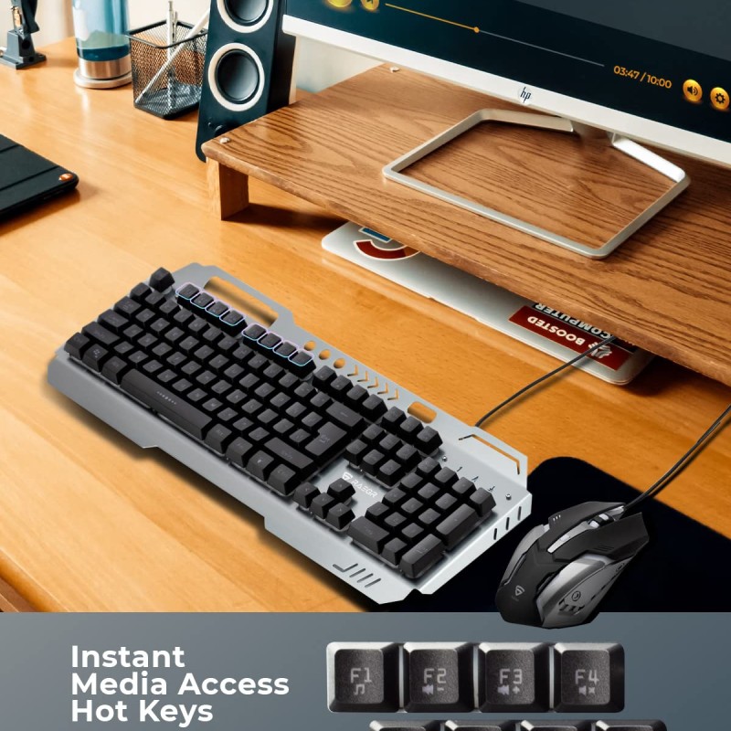 RAEGR RapidGear X70 USB Gaming Keyboard and Mouse Combo | Made of Aluminium Body-RG10359