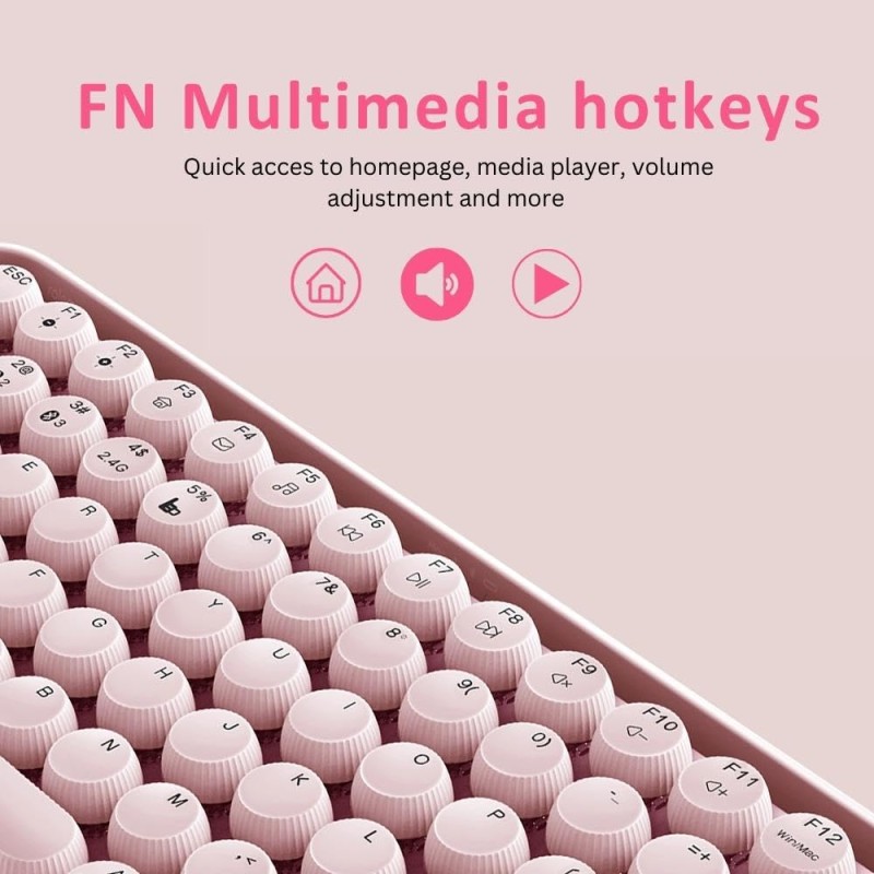 RAPOO Ralemo Pre 5 Mechanical Keyboard with Multi-Mode Technology (Bluetooth), Backlight Enabled & Built in Battery. Compatible with Windows/Chromebook/PC/Laptop (Pink)