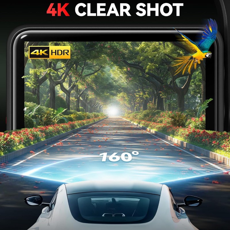 REDTIGER A4 4K+1080P Dual Dash Cam for Car, Clear Night View, 5.8GHz WiFi with App Control, GPS Tracking