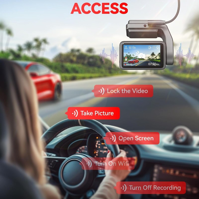 REDTIGER A4 4K+1080P Dual Dash Cam for Car, Clear Night View, 5.8GHz WiFi with App Control, GPS Tracking