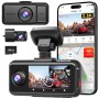 REDTIGER A6 3 Channel 2.5K Front + 1080P Rear and Interior Dash Cam with 64GB Card, Supports 4K + 1080P Dual Mode, 5G WiFi, GPS, 3" Touch Screen