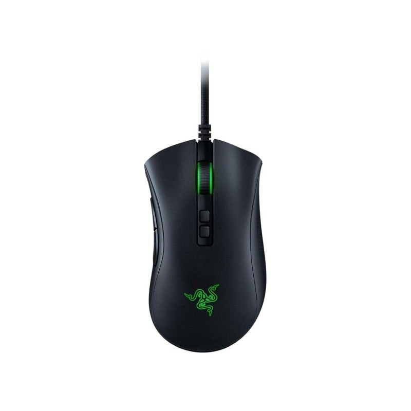 Razer DeathAdder Essential Wired Gaming Mouse I Single-Color Green Lighting I 6400DPI Optical Sensor- Black - RZ01-03850100-R3M1
