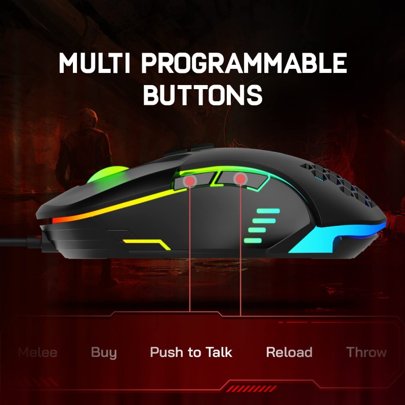 Redgear A-15 Wired Gaming Mouse with Upto 6400 DPI, RGB & Driver Customization for PC(Black)