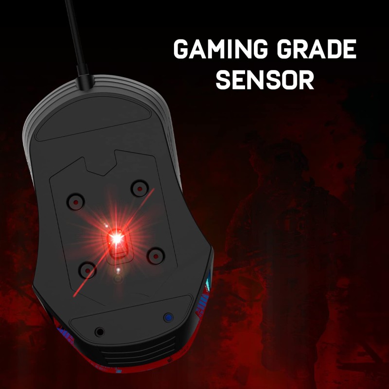 Redgear A-15 Wired Gaming Mouse with Upto 6400 DPI, RGB & Driver Customization for PC(Black)