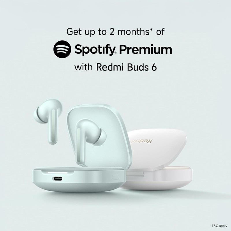 Redmi Buds 6, Dual Driver TWS in Ear Earbuds, 49dB Hybrid Active Noise Cancellation, Spatial Audio, Dual Device Connection, Quad Mic AI ENC, 42 Hrs Playtime, Custom EQ, Wireless Earbuds (White)