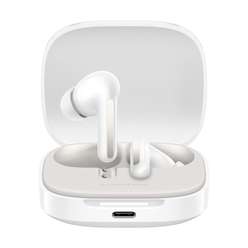 Redmi Buds 6, Dual Driver TWS in Ear Earbuds, 49dB Hybrid Active Noise Cancellation, Spatial Audio, Dual Device Connection, Quad Mic AI ENC, 42 Hrs Playtime, Custom EQ, Wireless Earbuds (White)