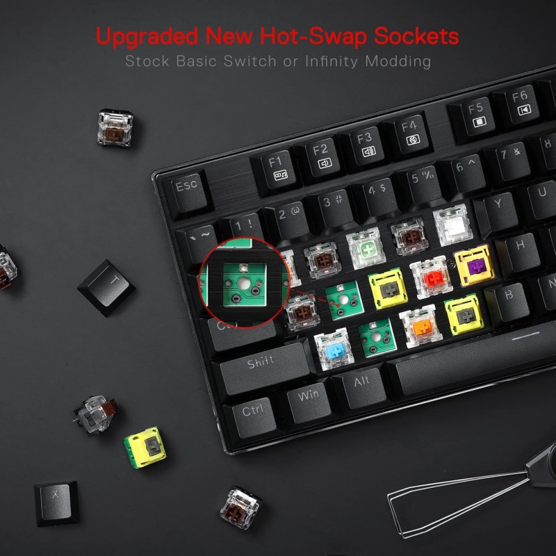 Redragon K556 RGB LED Backlit Wired Mechanical Gaming Keyboard, Aluminum Base, 104 Standard Keys