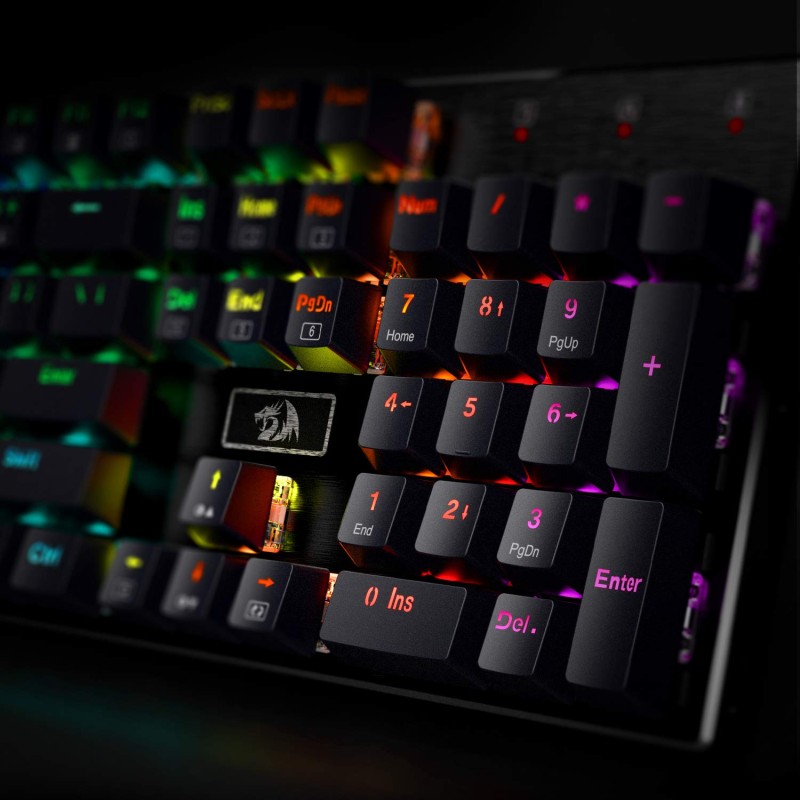 Redragon K556 RGB LED Backlit Wired Mechanical Gaming Keyboard, Aluminum Base, 104 Standard Keys