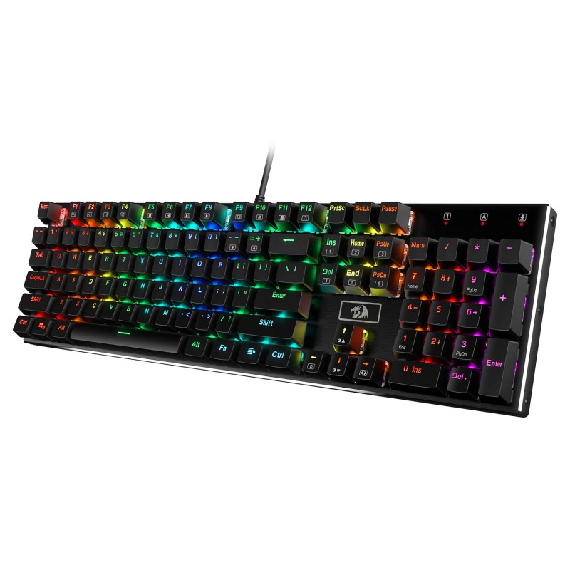 Redragon K556 RGB LED Backlit Wired Mechanical Gaming Keyboard, Aluminum Base, 104 Standard Keys