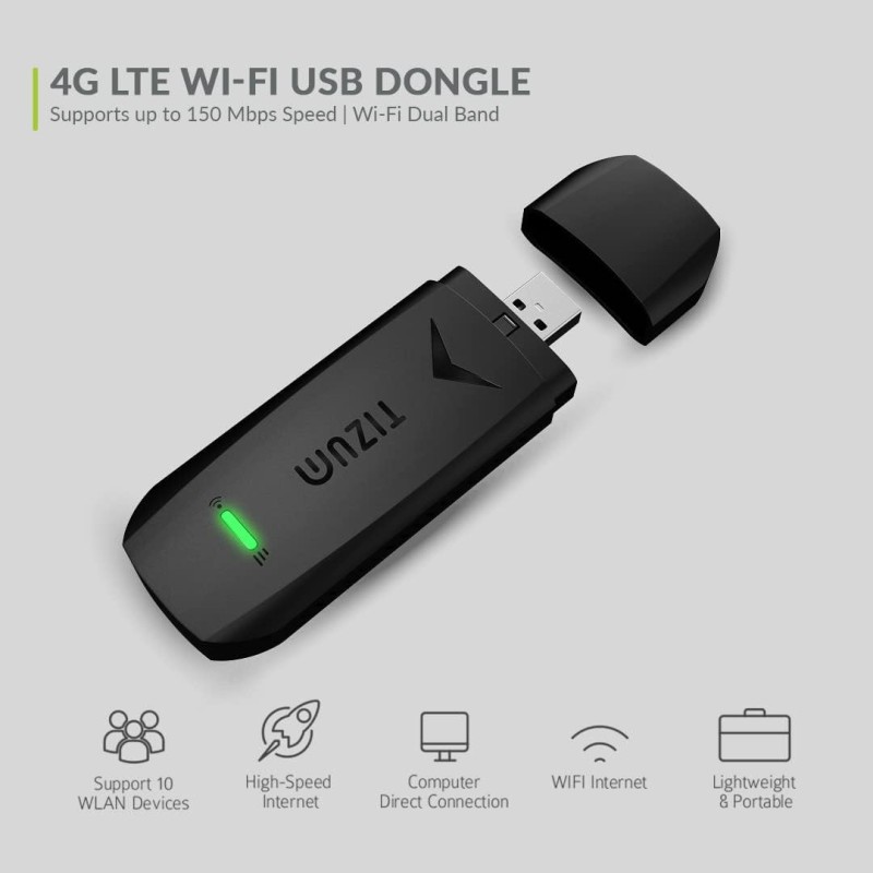 TizumZ-01-4G Fast LTE Wireless USB Single Band Dongle Stick Black