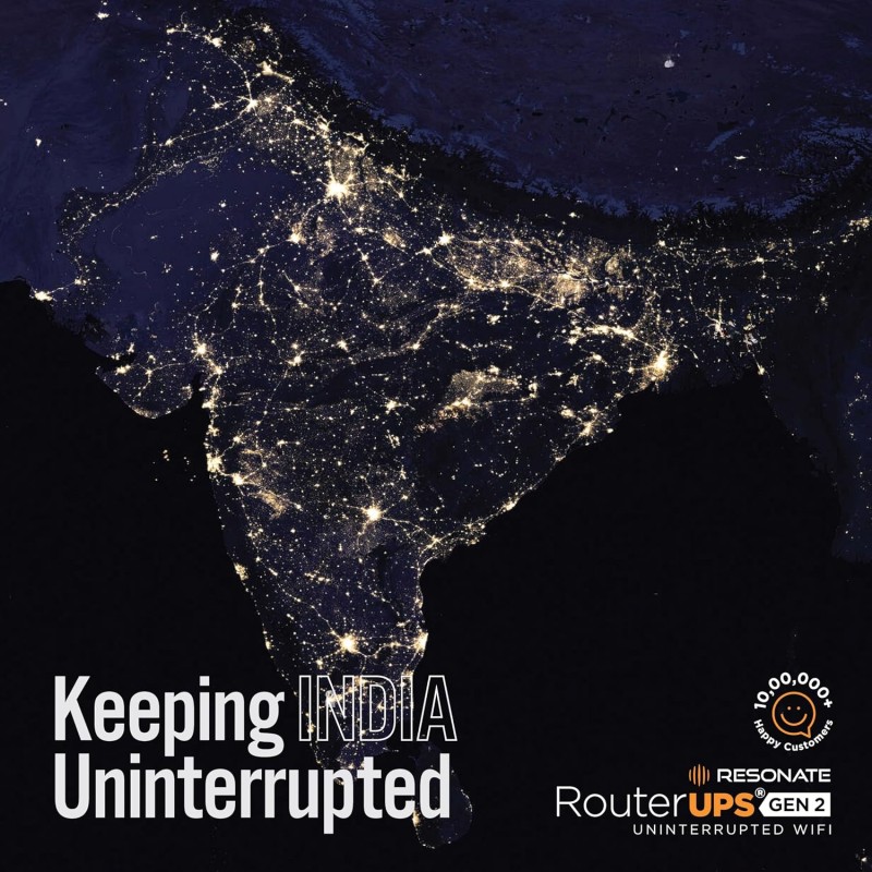 Resonate RouterUPS® Gen2 | Original Router UPS for 12V WiFi Router & Modem (Supports up to 2A) (7800mAh - 95% Longer Power Backup) | Compact Mini UPS with Intelligent Charging (Upto 6 Hrs Internet)
