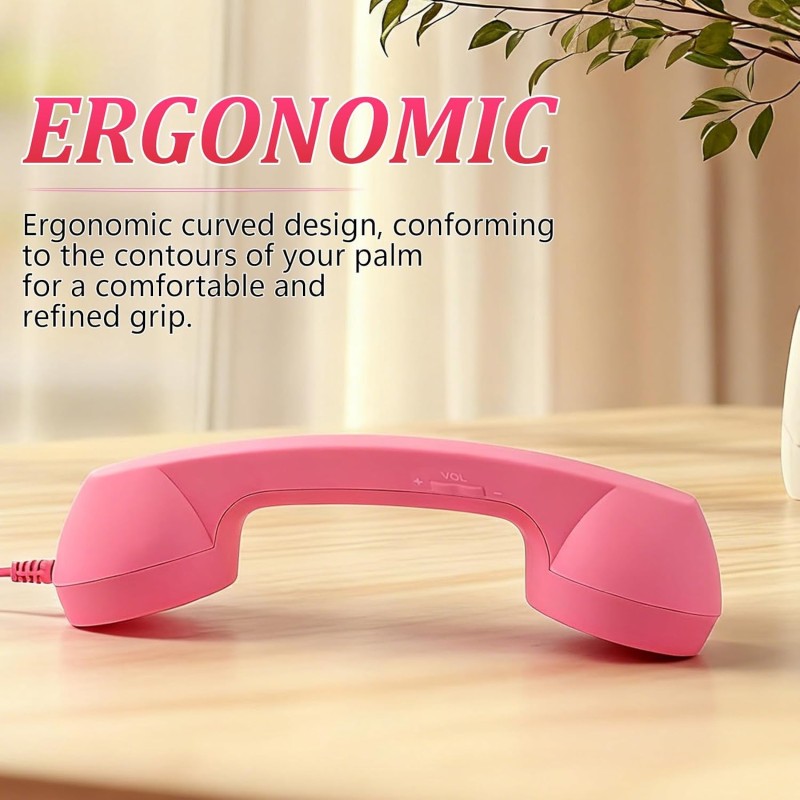Retro Phone Handset, 2026 New Retro Style Type-C Phone Handset,Vintage Wired Plug in Handheld Cell Phone (Black)