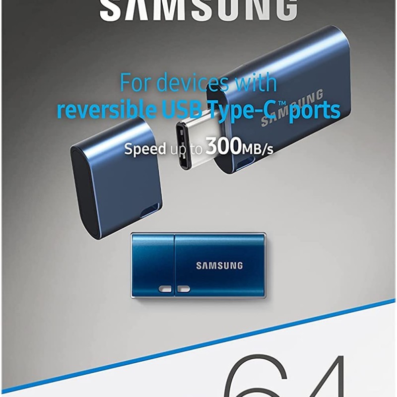 SAMSUNG Type-C™ USB Flash Drive, 64GB, Transfers 4GB Files in 15 Secs w/Up to 300MB/s 3.13 Blue
