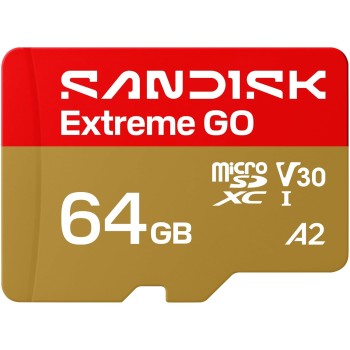 SANDISK 64GB Extreme GO microSDXC UHS-I Card, 5K & 4K UHD Video, 170MB/s Read, 80MB/s Write, A2, U3, V30, High-Speed