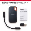 SANDISK Extreme 2TB Portable External SSD, 1050MB/s R, 1000MB/s W, 3m Drop Protection, IP65 Water/dust Resistant Black Color