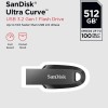 SANDISK Ultra Curve 512GB, USB 3.2, Flash Drive, 100MB/s R, Pendrive, Black (SDCZ550-512G-I35)