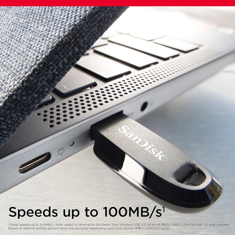 SANDISK Ultra Curve 64GB, USB 3.2, Flash Drive, 100MB/s R, Pendrive, Black (SDCZ550-064G-I35)
