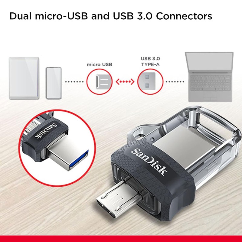SANDISK Ultra Dual Drive 64GB, USB3.0/micro-USB connector, OTG , Pendrive, (SDDD3-064G-I35)