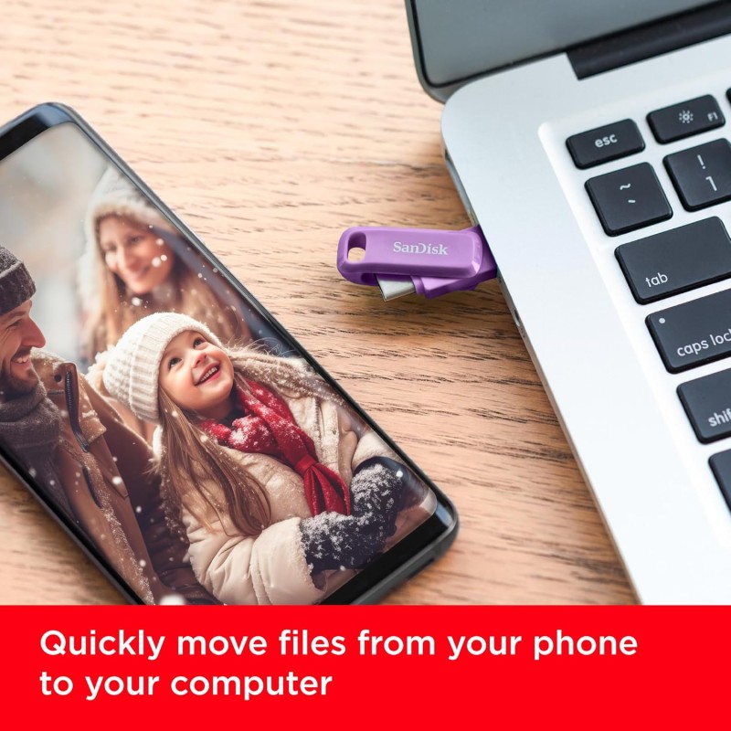 SANDISK Ultra Dual Drive Go Type-C 512B, OTG, Upto 400MB/s, Pendrive, Lavender, (SDDDC3-512G-I46LPD)
